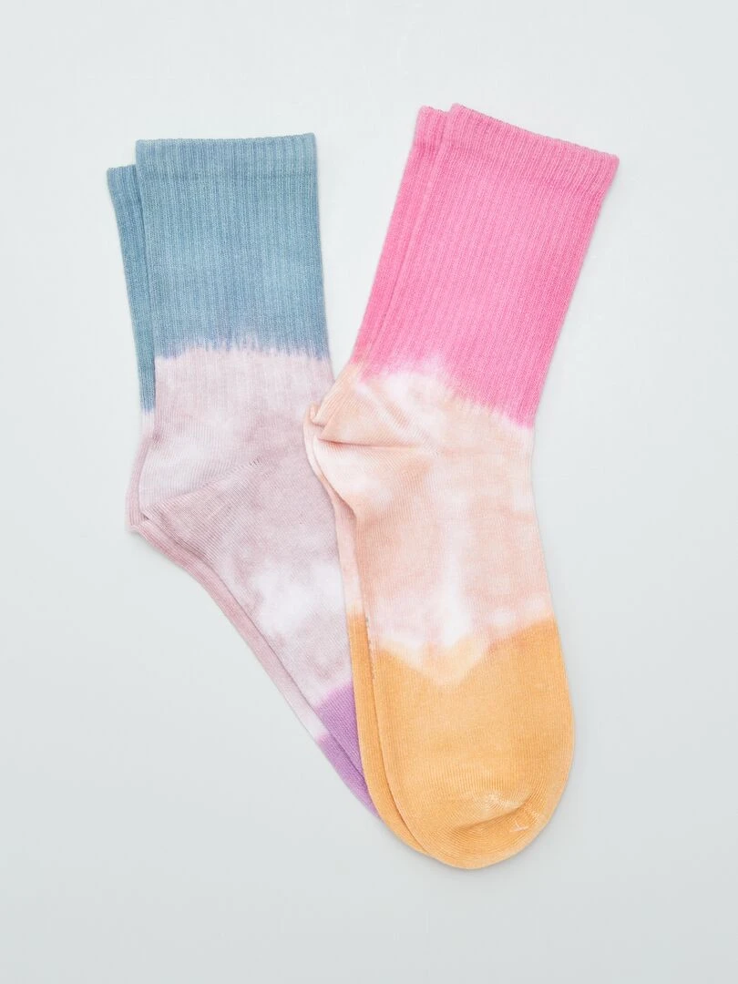Lot de 2 paires de chaussettes tie and dye Bleu/rose/orange