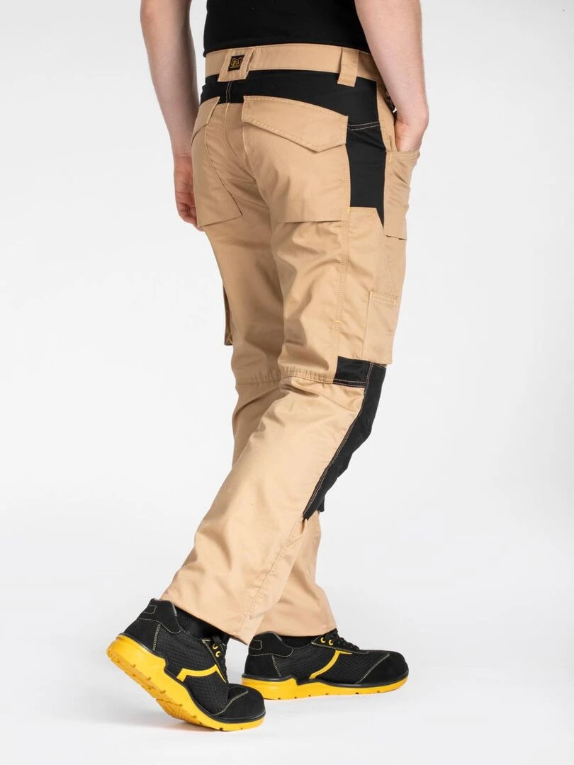 Pantalon de travail normé coupe droite MOBILON 'Rica Lewis' Beige
