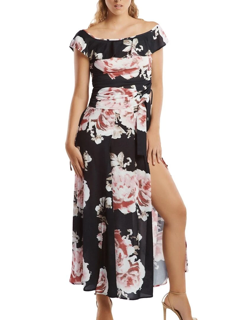Jupe longue estivale Hawaii   Noir