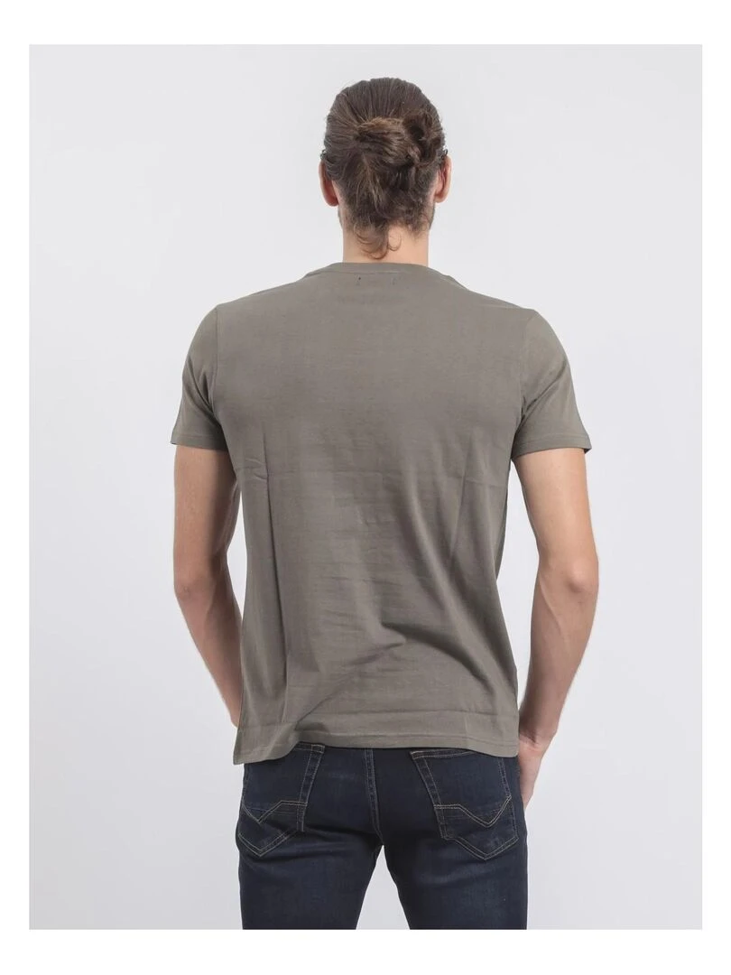 T shirt col rond pur coton JOCOBY   Kaki