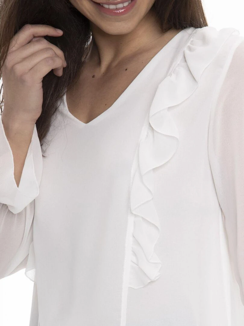 Chemise col tunisien CAROLE   Gérard Pasquier   Blanc