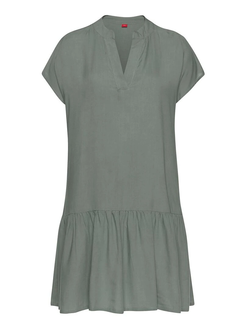 Robe estivale manches courtes Volant   Kaki