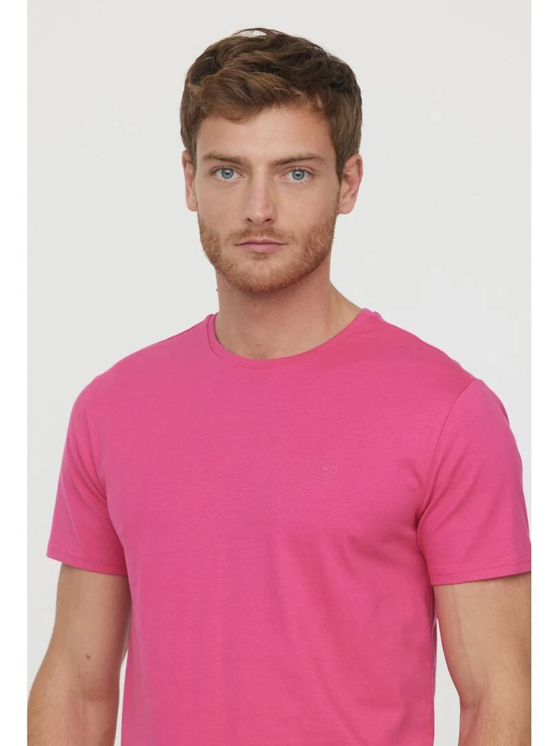 Lee Cooper   T Shirt manches courtes coton regular AREO   Rose fushia