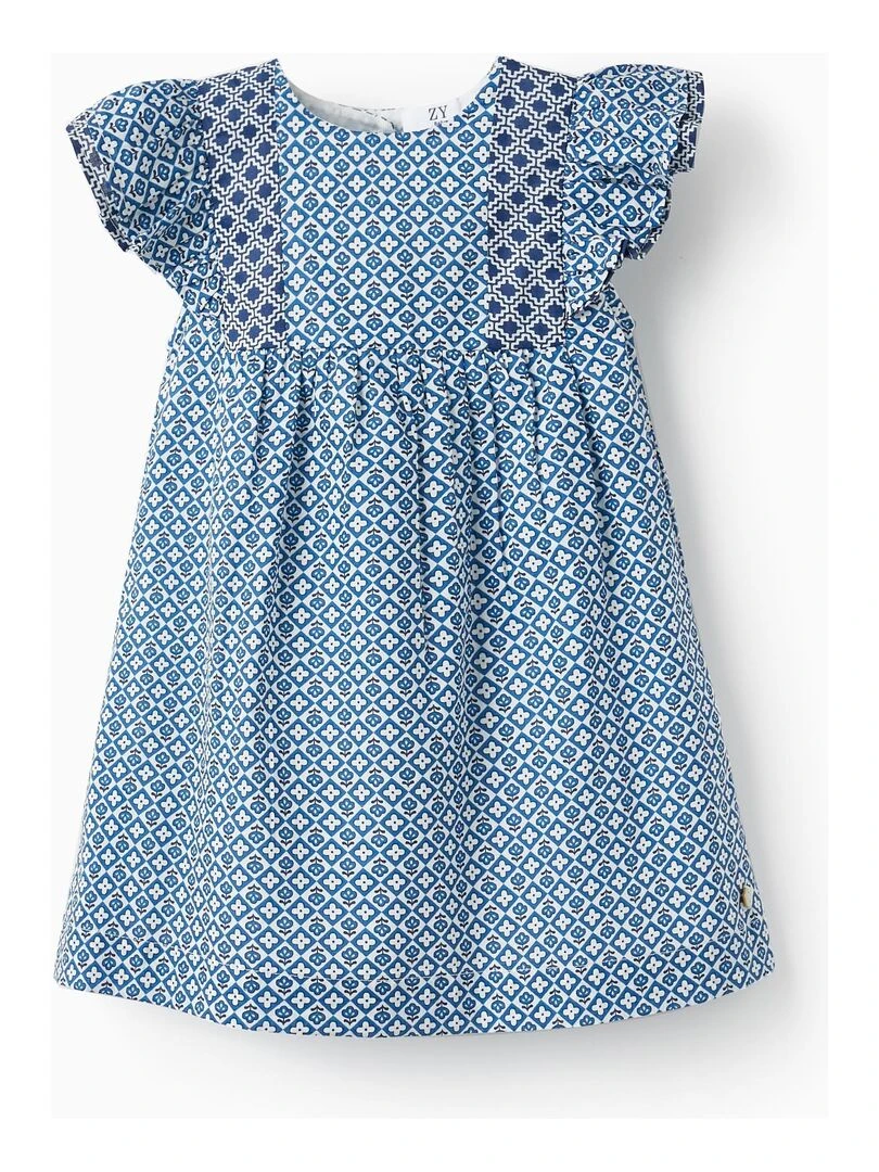 Robe avec Volants pour Bébé Fille manches courtes ATLANTIC COMPANY Bleu foncé