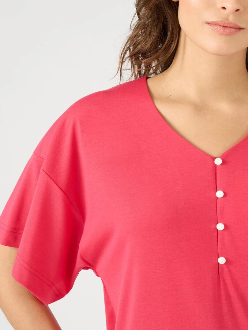 Tee shirt manches courtes kimono Climatyl Damart Magenta