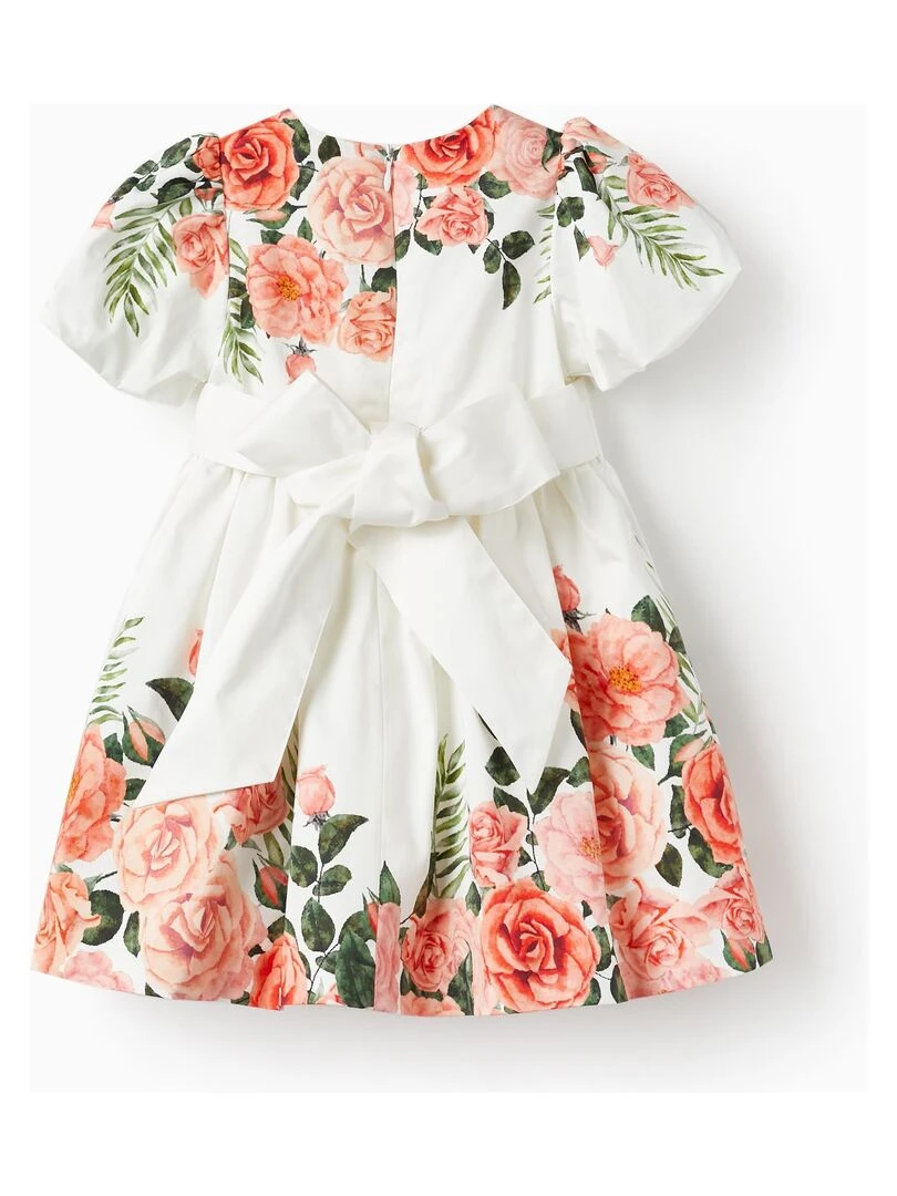 Robe à manches courtes pour bébé fille 'Roses' manches courtes LETS PARTY Blanc