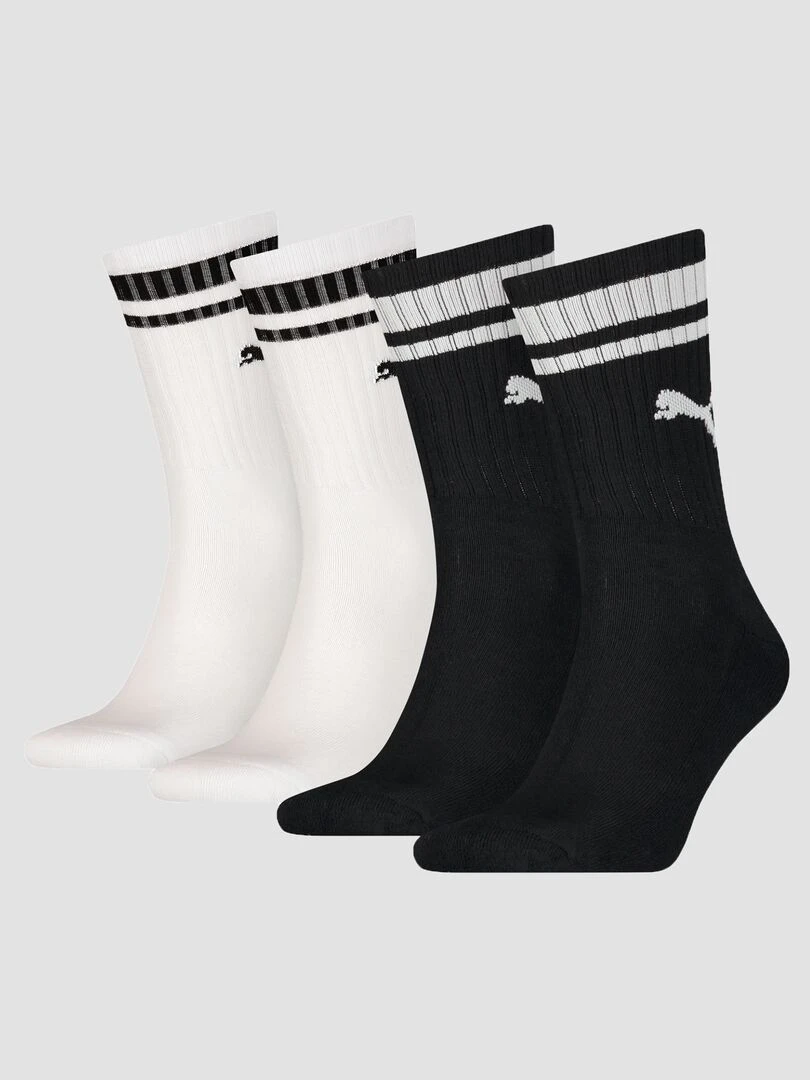 2 paires de chaussettes hautes 'Puma' unisexe Noir/blanc