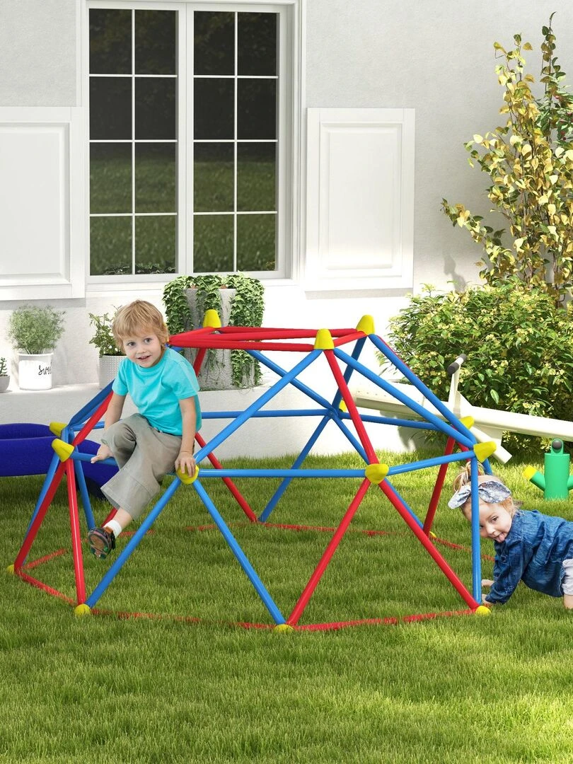 Dôme d'escalade enfant Ø 183 x 90H cm métal PP multicolore   Multicolore