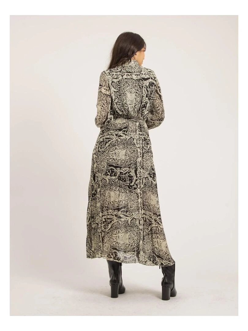 Robe longue plissée motifs INASSIA Blanc