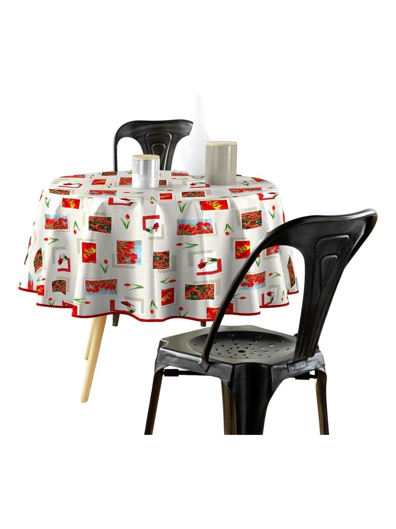 Nappe ronde 160 cm Tulipes Rouge