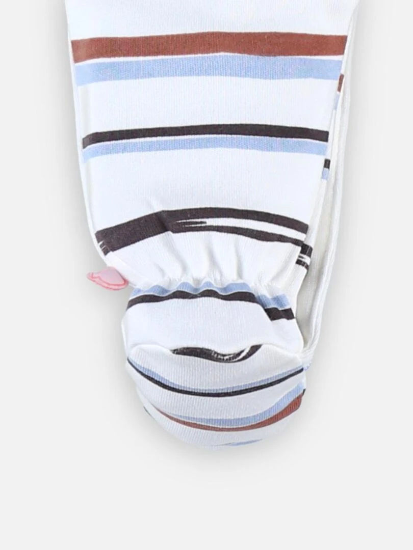 Pyjama 1 pièce rayé en interlock  écru/bleu   Noukie's   Blanc