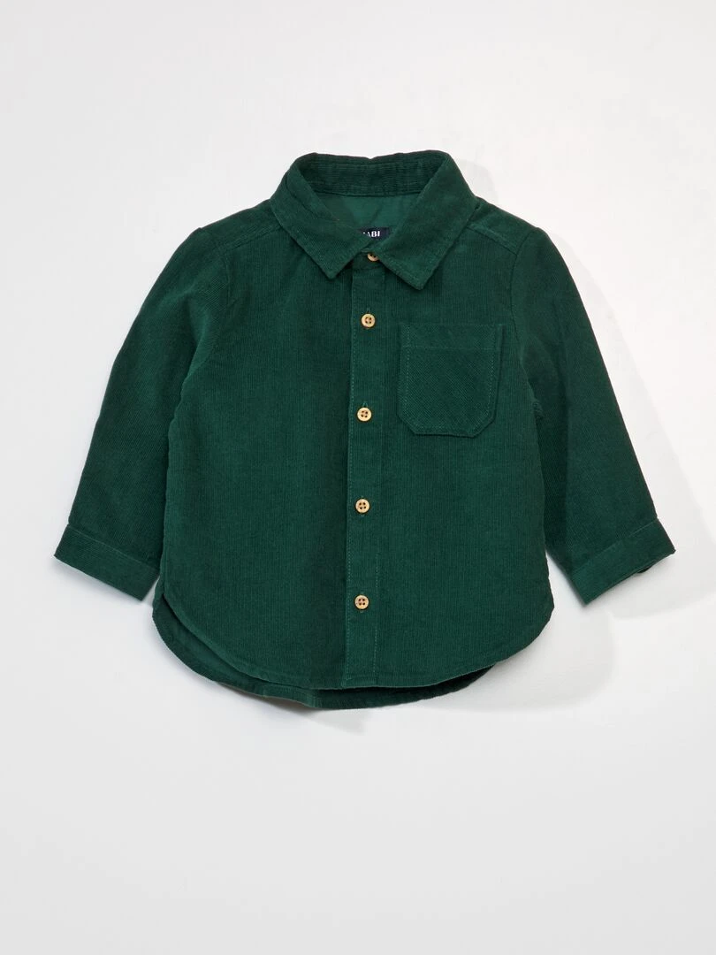 Chemise unie en velours Vert