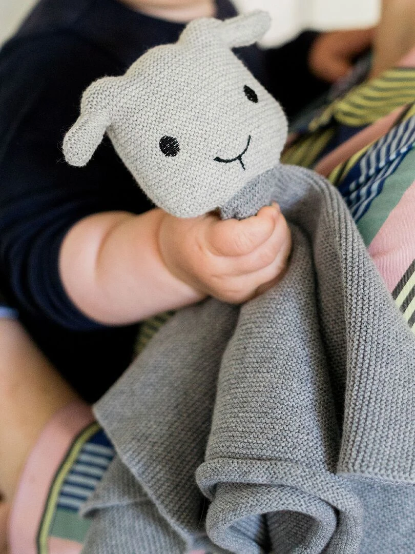 Tissu câlin hochet en coton mouton Gris foncé
