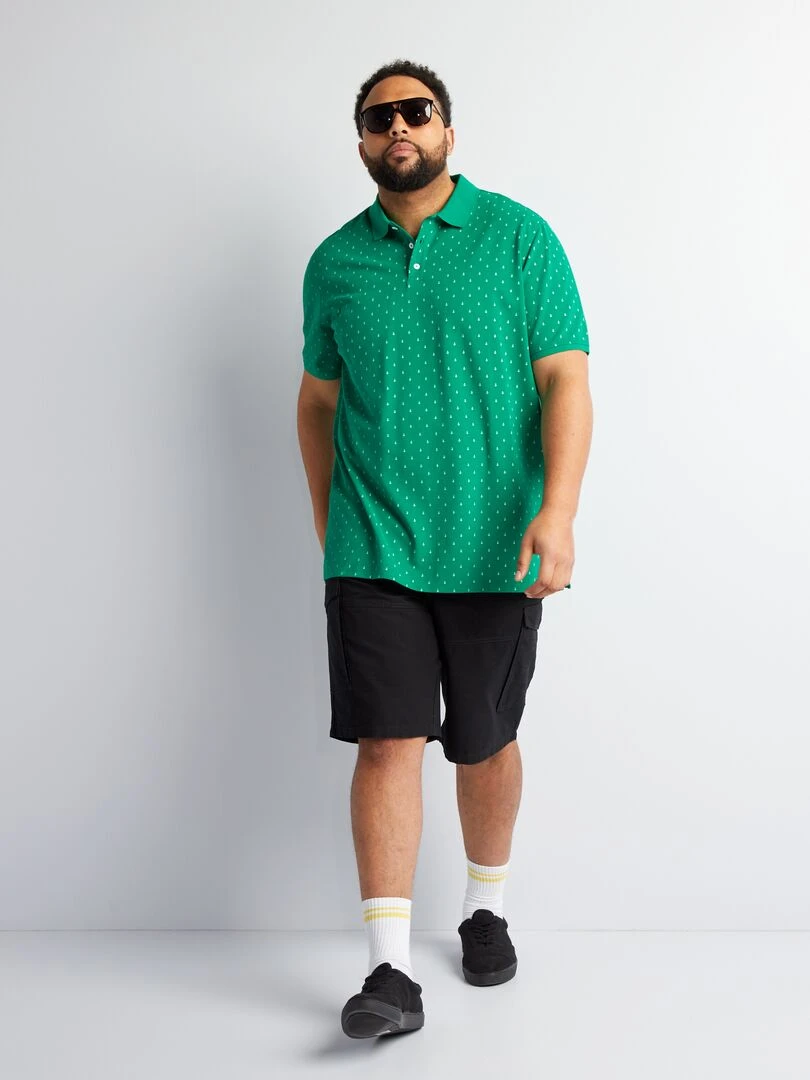 Polo en piqué de coton avec motif Vert