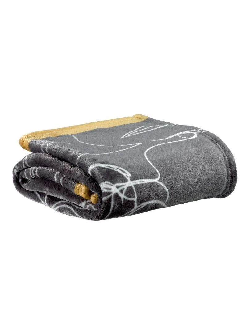 Plaid 130x160 cm Polyester Nymphea Noir