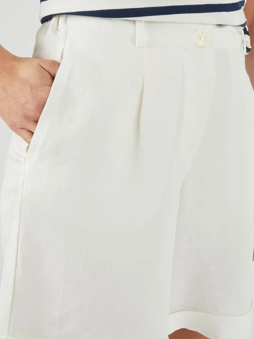 Bermuda mélange lin Climatyl Damart Blanc