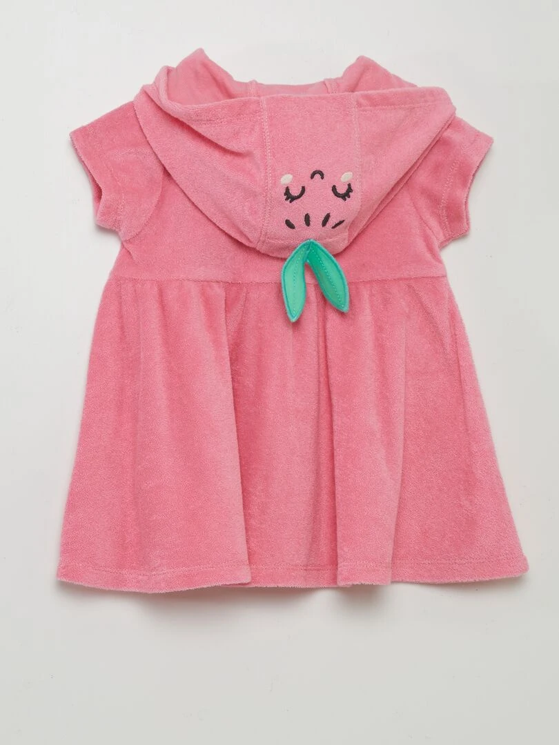 Robe à capuche effet éponge Rose