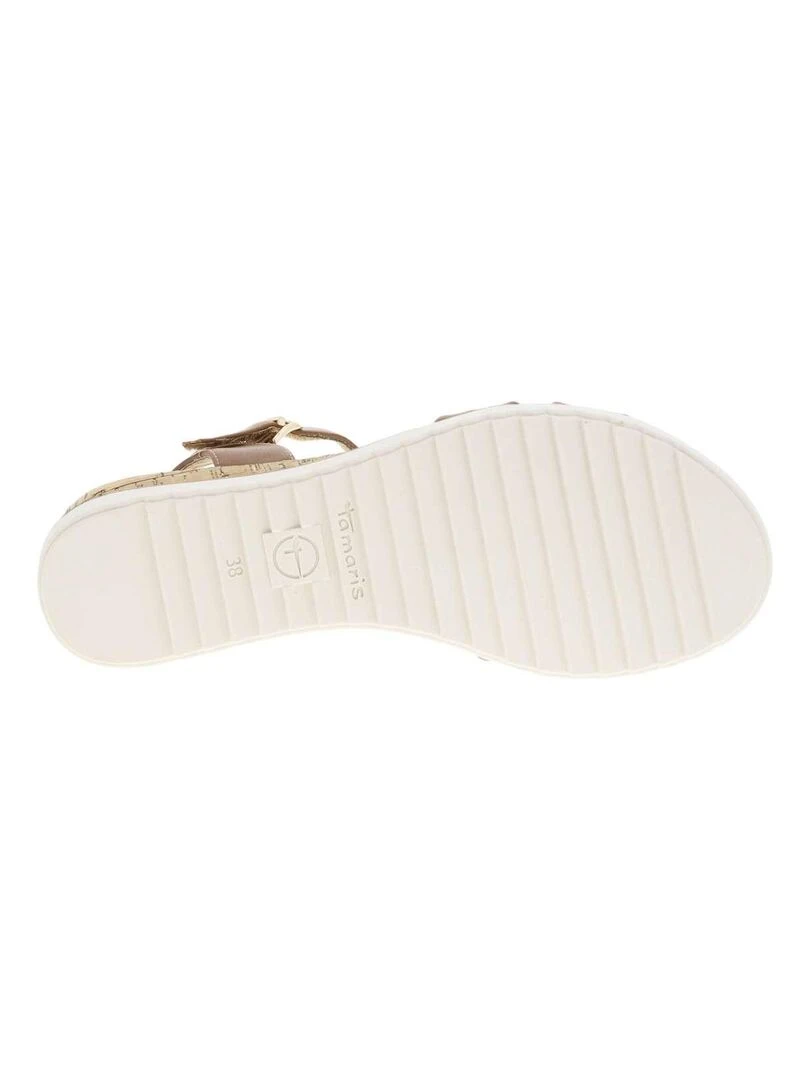 TAMARIS   Nu pieds talon compensé bas   Cognac