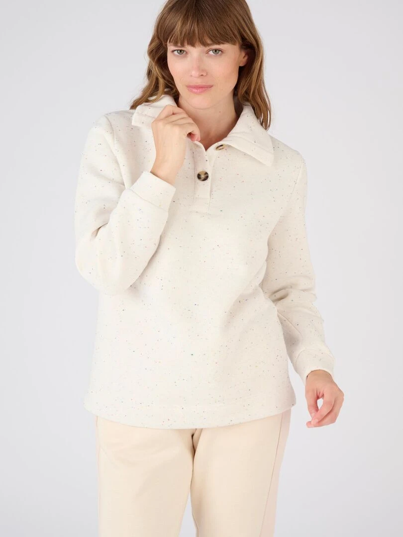 Sweat douillet maille mouchetée Happy D. by Damart Blanc Ecru
