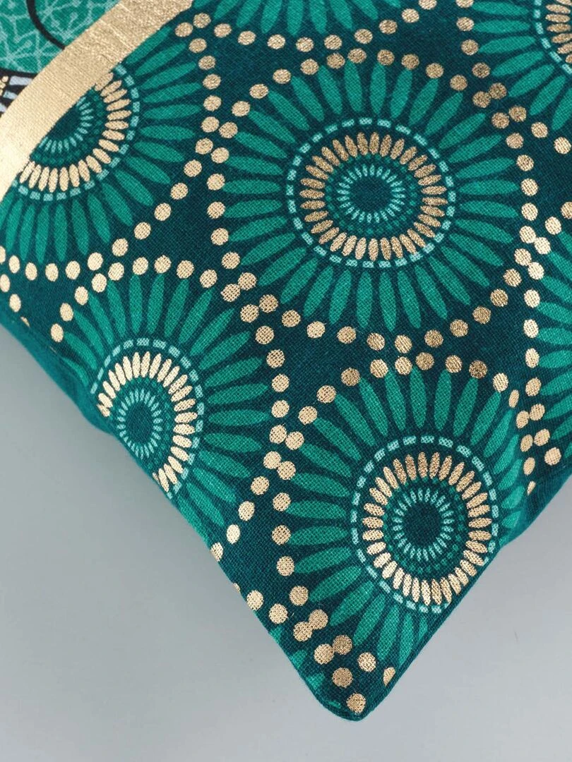 Housse de coussin en coton imprimé or Vert