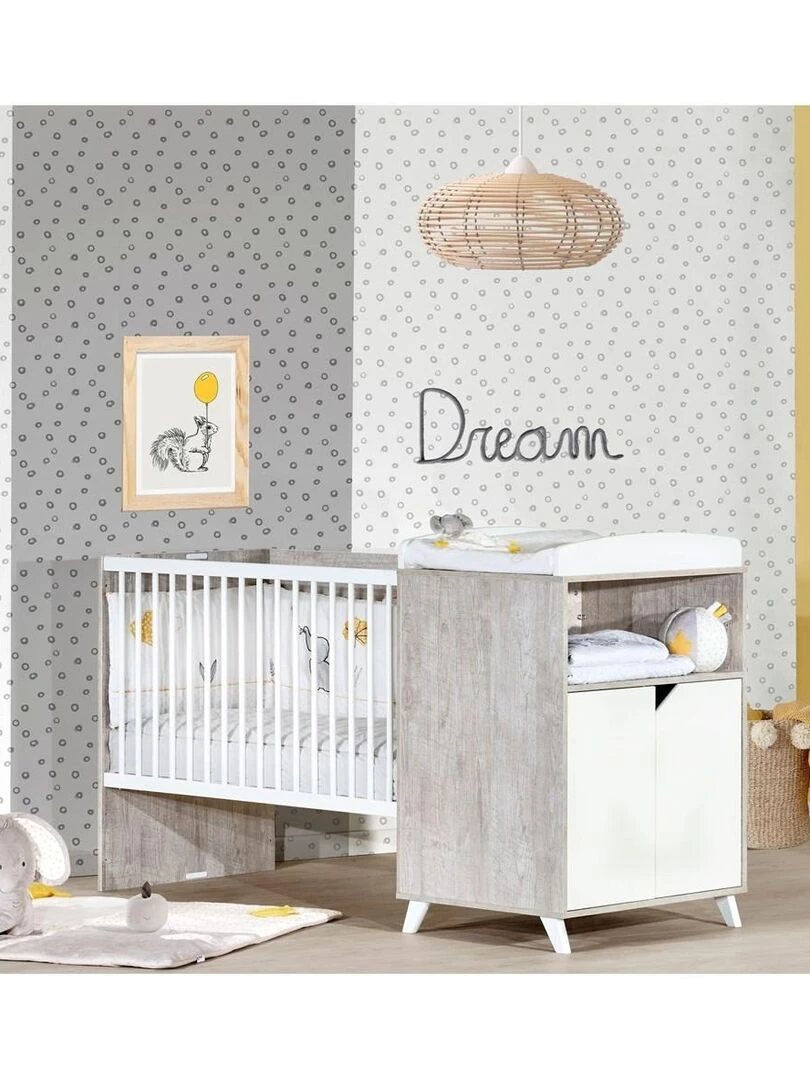 Lit combiné SCANDI   BABYPRICE   Blanc Gris