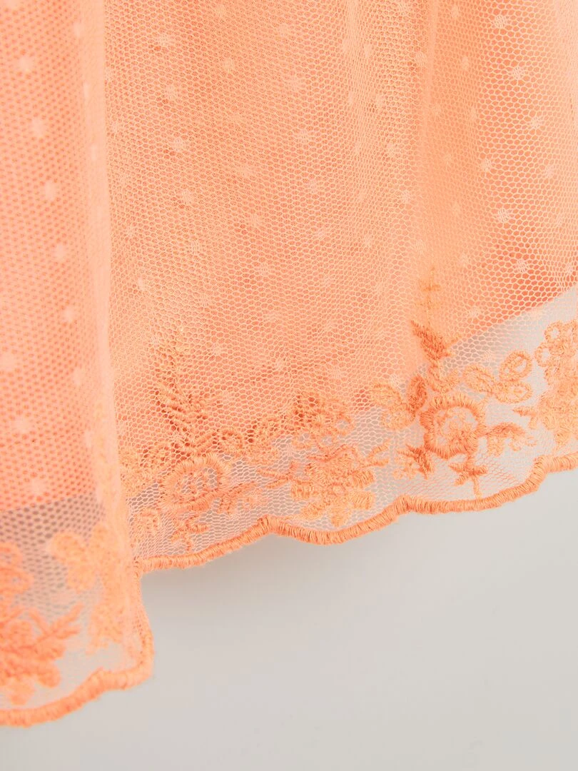 Robe trapèze en tulle plumetis   Orange