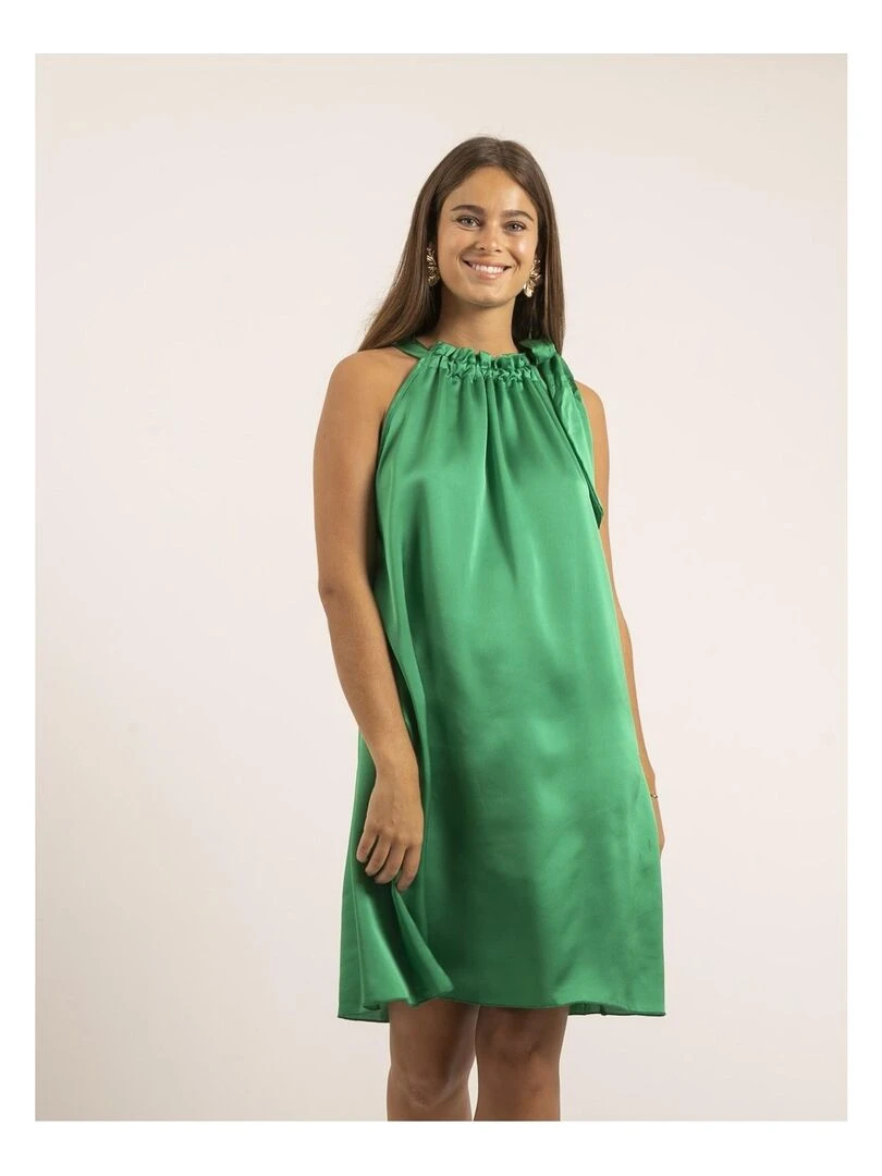 Robe courte satin IMUNE Vert
