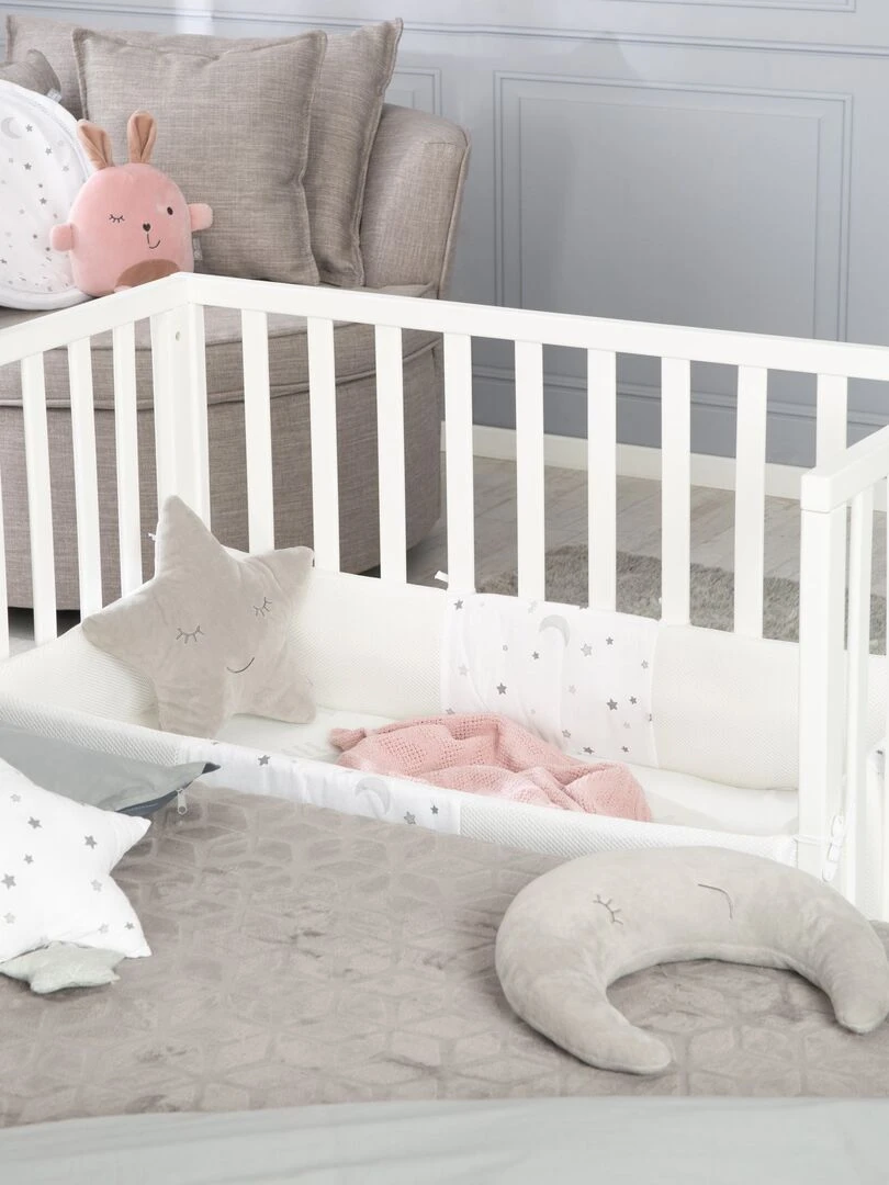 ROBA Lit Cododo "safe asleep®" 2en1 + Matelas + Tour + Barrière   Blanc   Blanc