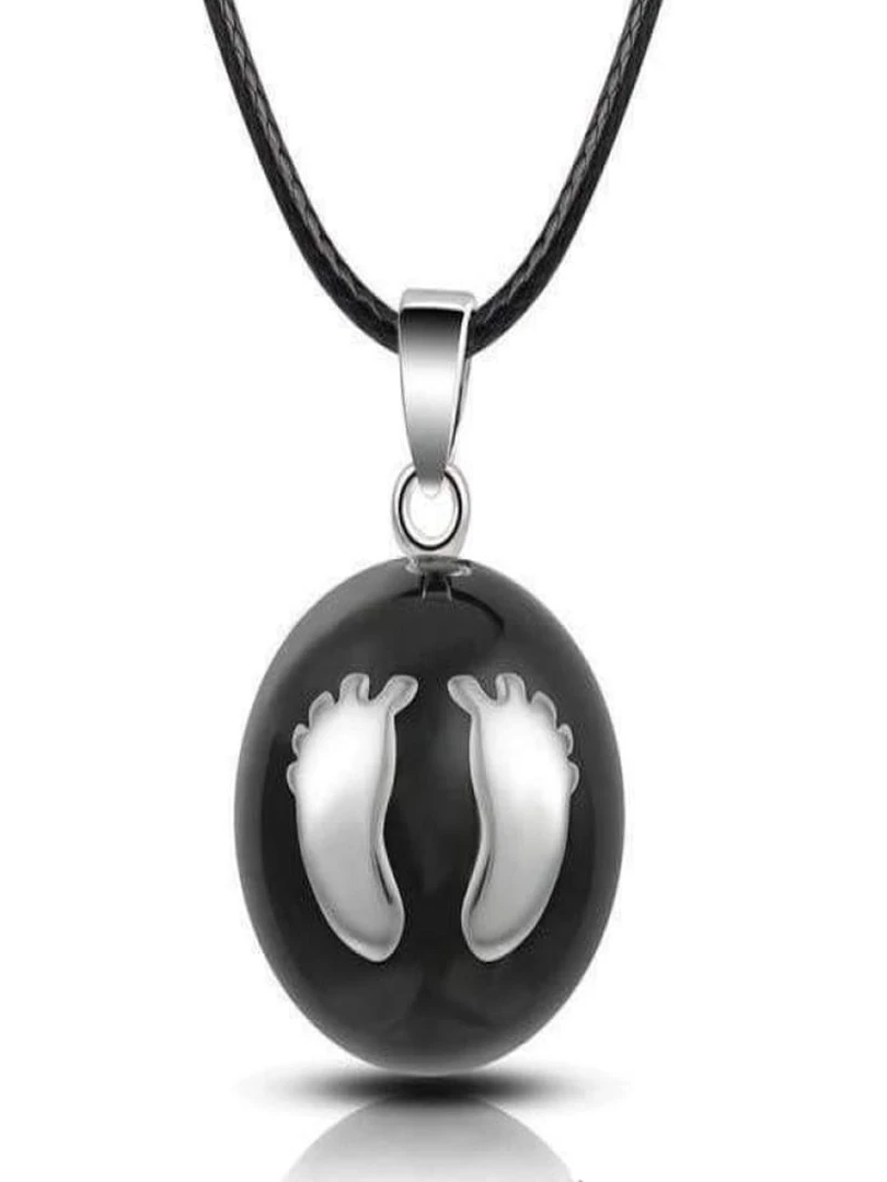 Bola de grossesse Collier   Noir avec pieds argentés   Noir