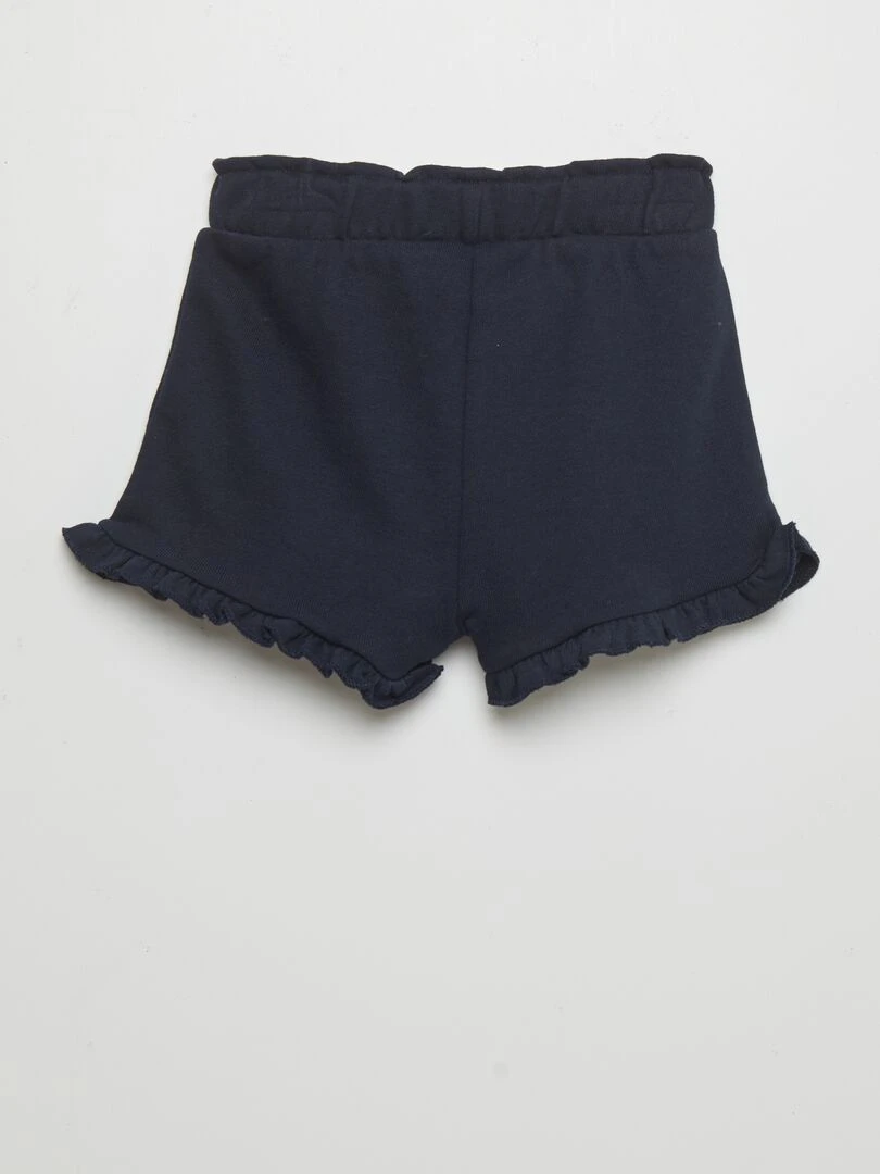 Short en molleton avec volants Bleu marine