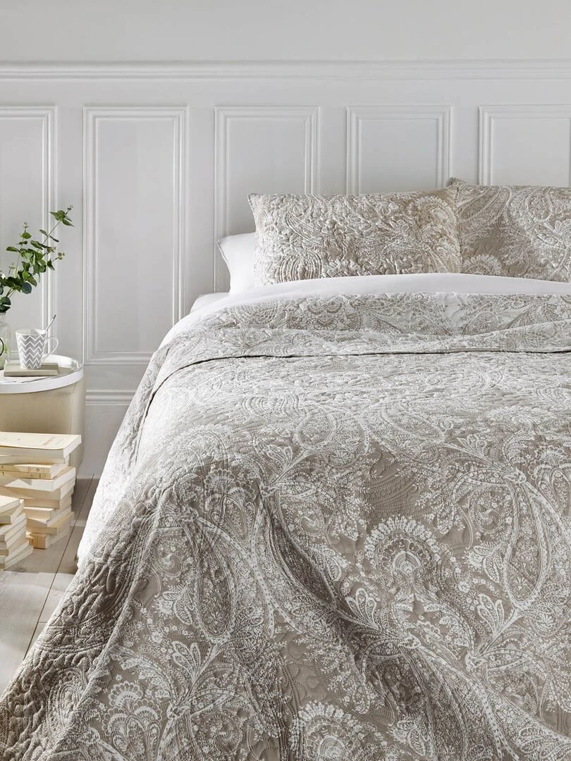Dessus de lit 240x260cm Marie Lin + 2 housses de coussins Multicolore