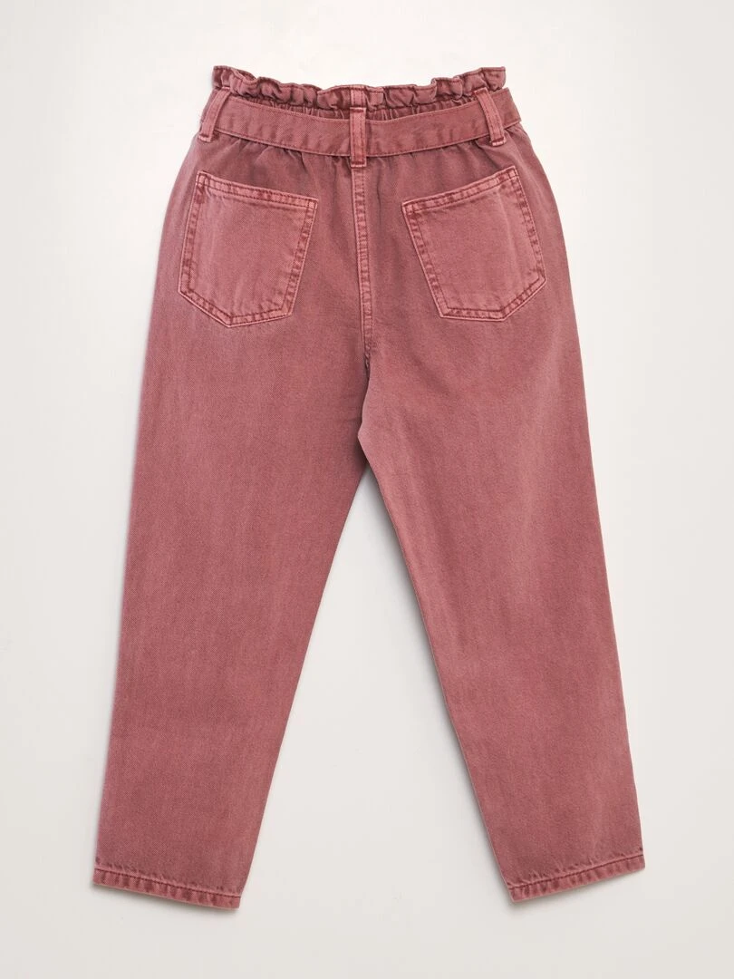 Jean mom à taille ceinturée Rouge