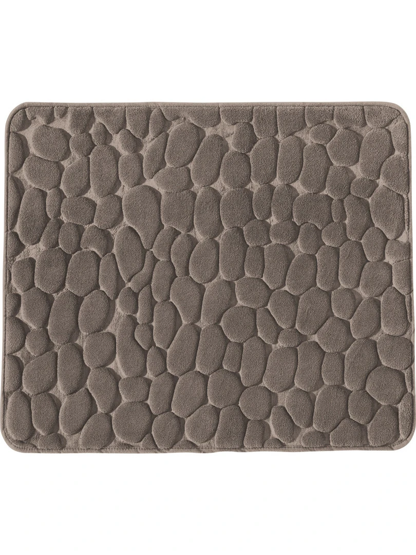 Tapis De Bain Uni Mousse À Mémoire De Forme 50x80cm Mineral Marron