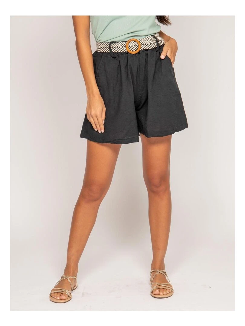 Short en lin XIGN Noir