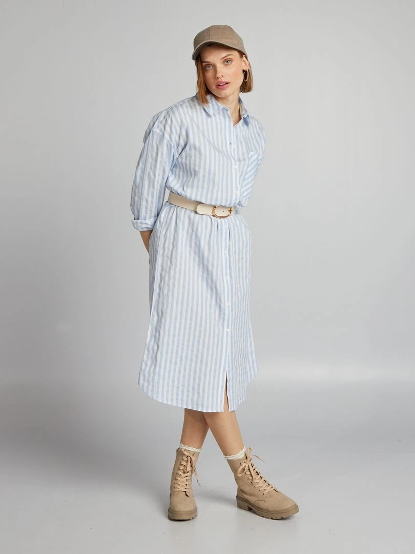 Robe chemise en popeline Bleu