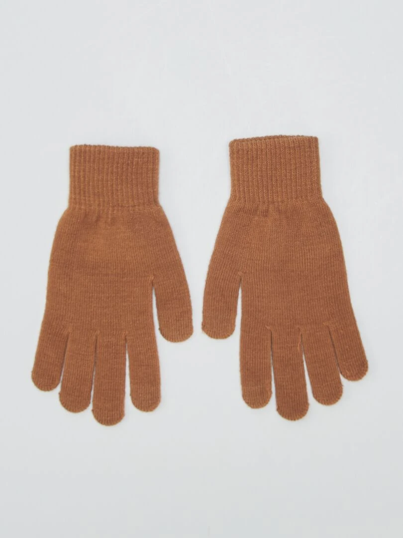 Lot de 2 paires de gants tactiles Noir/camel