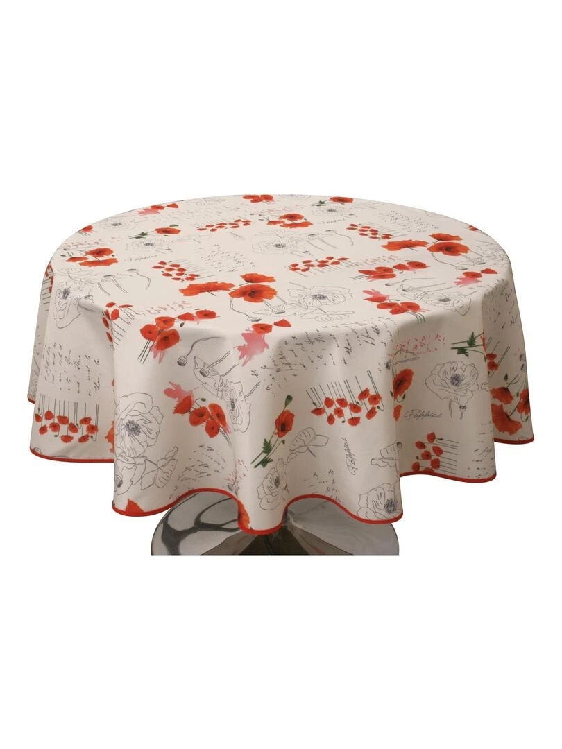 Nappe Anti taches Poppies Rouge   Ronde 160 cm   Blanc Rouge Noir