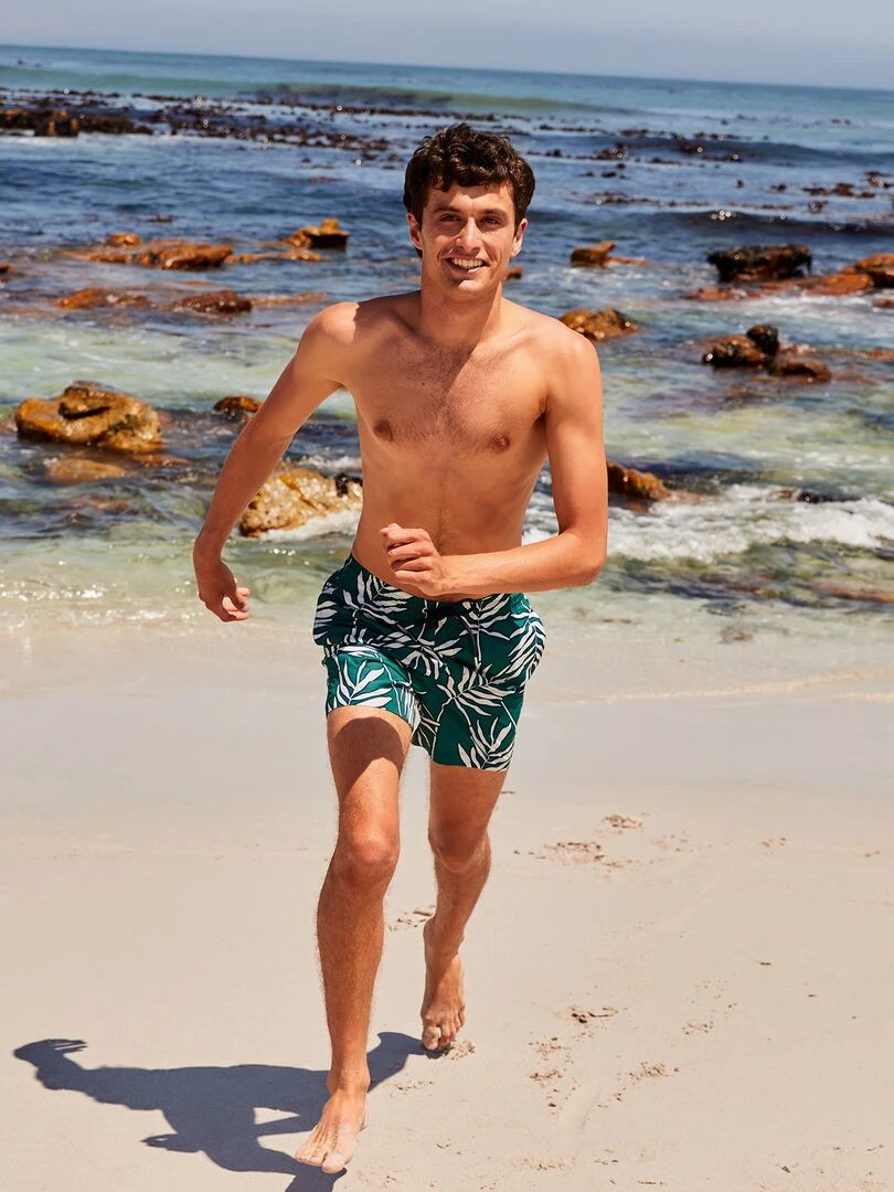 Short de bain à fleurs Vert