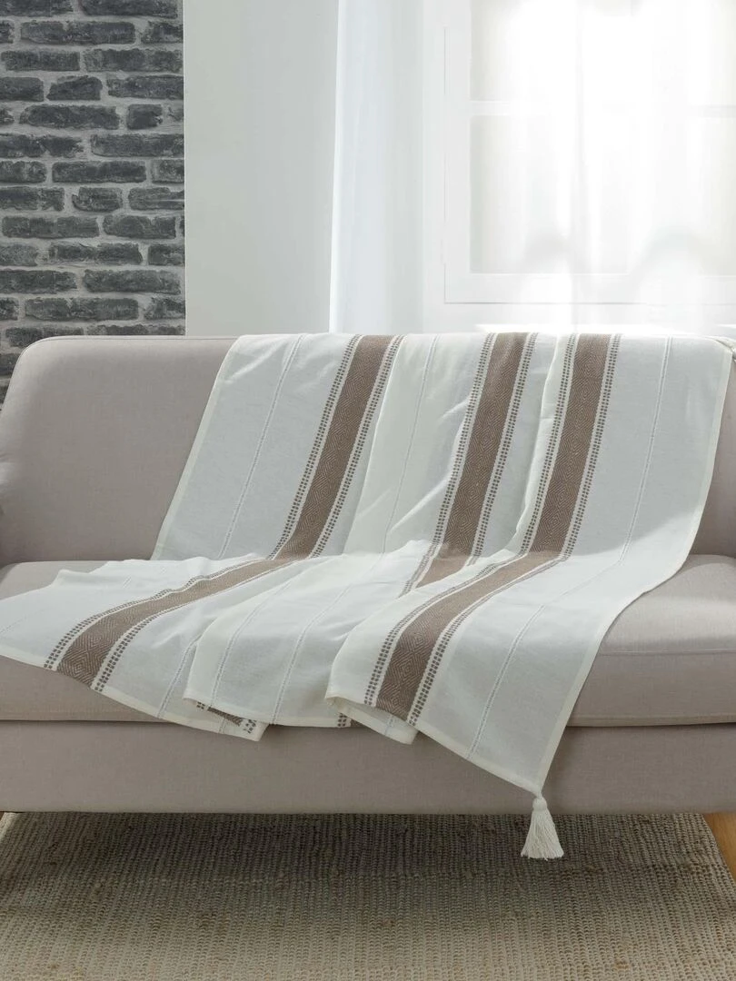 Plaid coton Collection Indira Gris taupe
