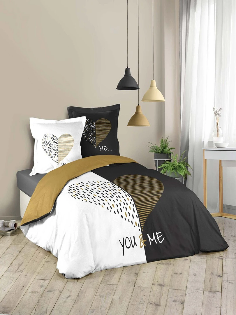 Housse de couette 220x240 + 2 taies Miu coton Blanc