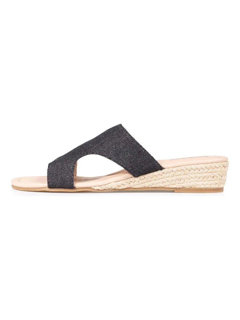 Mules claquettes Femme talon Jean Noir   Noir