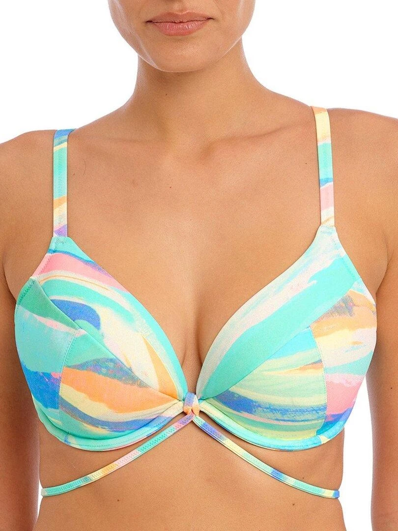 Haut de maillot pastel à armatures et lien amovible Summer Reef Bleu