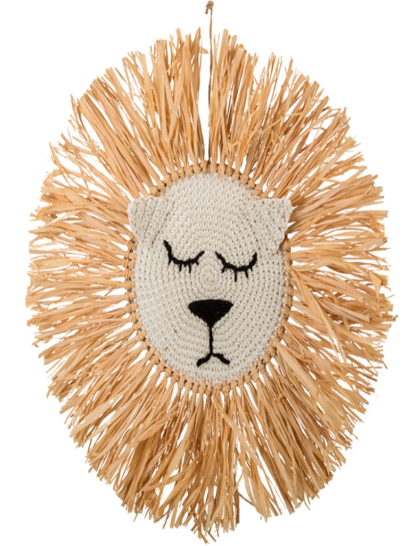 Décoration Murale Tête De Lion Safari Graou (48 Cm) Beige