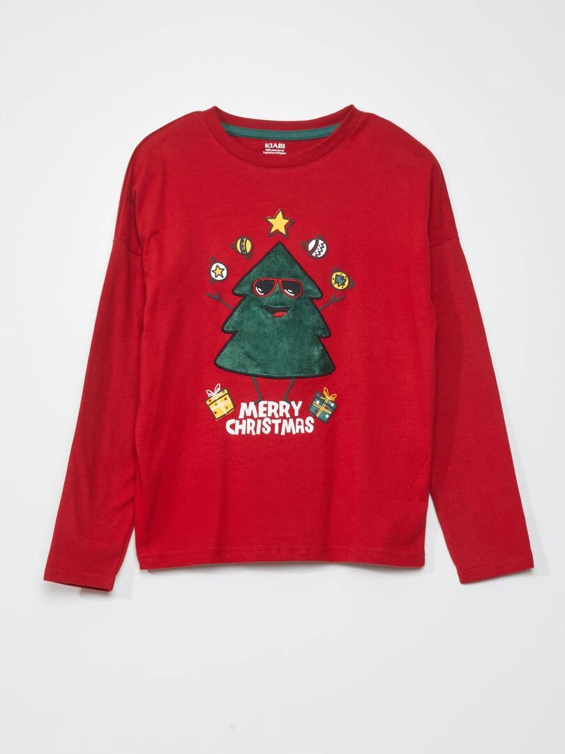 T shirt 'noël' manches longues Rouge