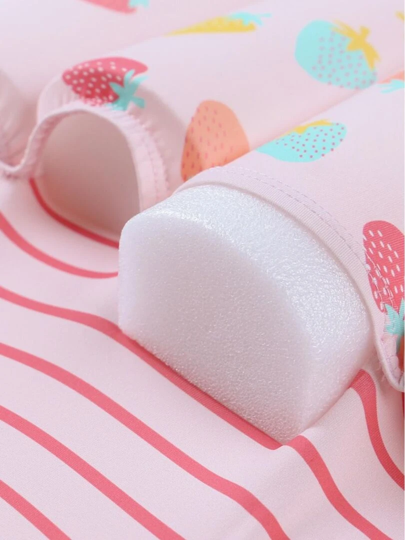 Maillot bouée rayé à imprimés  clair/écru   Archimède   Rose
