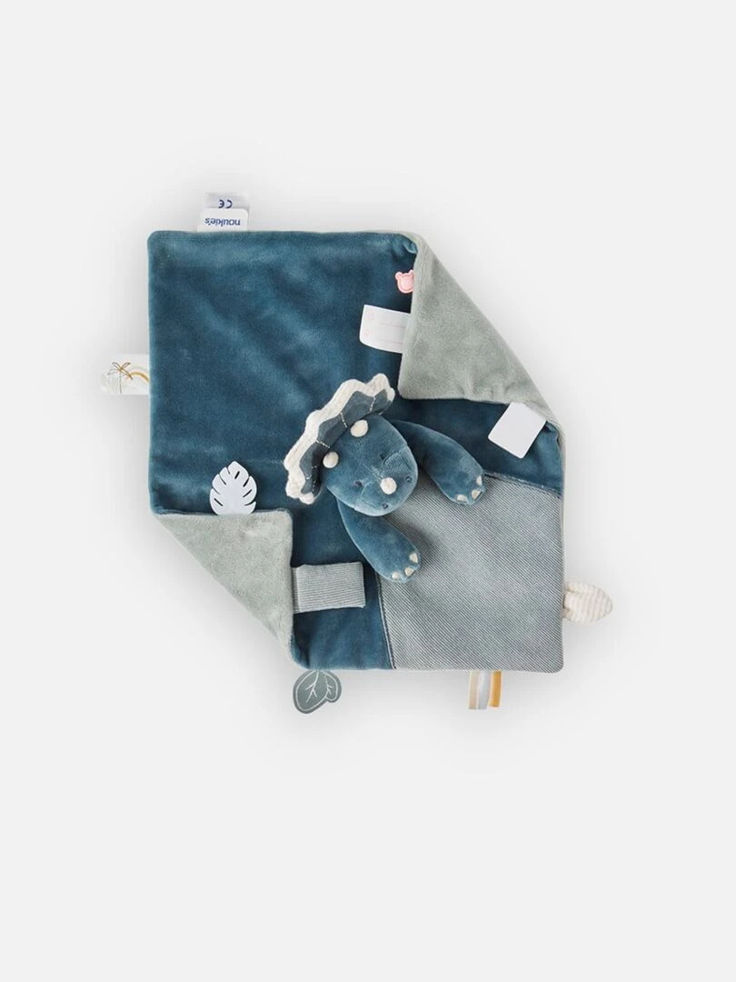 Doudou Plat Attache Sucette Ops Le Tricératops Tso   Bleu