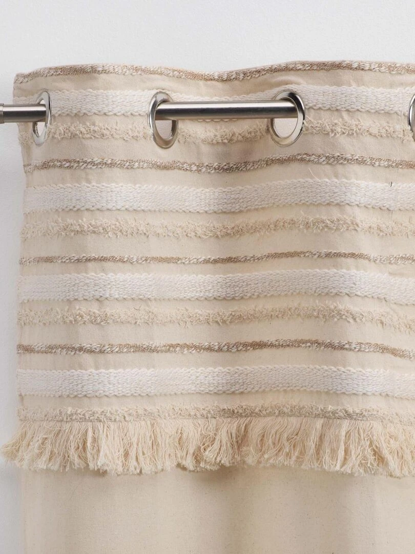 Rideau au top tissé et frangé Beige