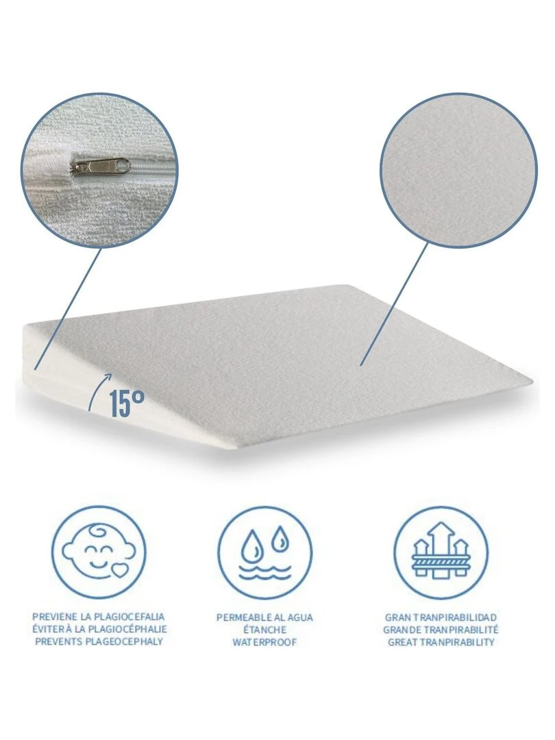 Pack matelas EKOZEN 67x137 epaisseur 11 cm + plan incline 15º + protege matelas 67x137 cm   Blanc Vert