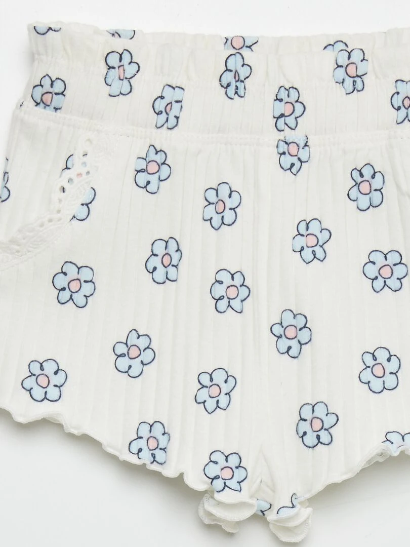 Ensemble débardeur + short côtelé   2 pièces   Blanc