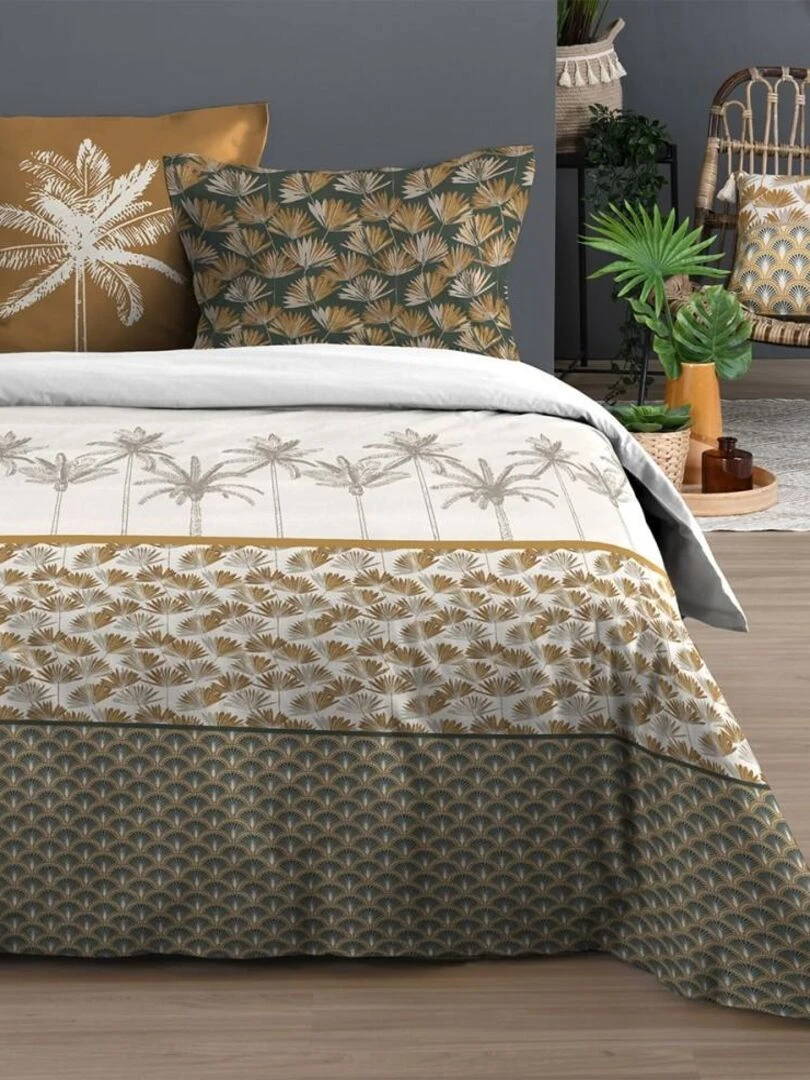 Housse de couette 240x220 Bako + 2 taies coton 57 fils Jaune